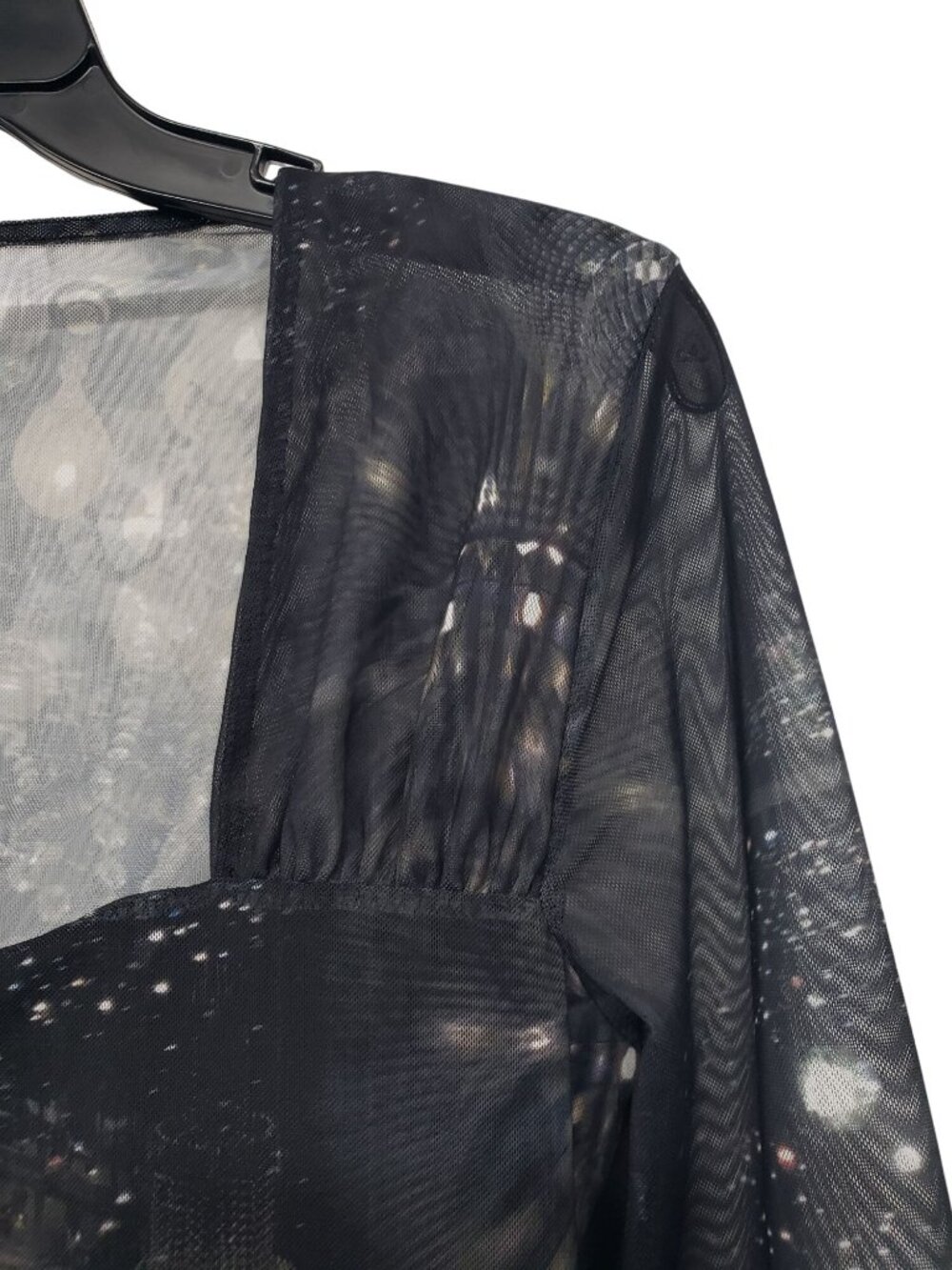 Allsaints Tara Liza Bodysuit Chandelier Mesh Print US 6 Gothic Long Sleeve - Picture 6 of 15